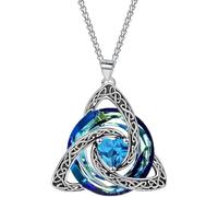 Halskette mit keltischem Triquetra-Knoten und Geburtsstein für Damen | Halskette mit Triquetra-Anhänger (keltischer Knoten) und Kristall - Schmuck für Damen, Geburtstagsgeschenk, Zirkonia