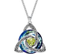 Halskette mit keltischem Triquetra-Knoten und Geburtsstein für Damen | Halskette mit Triquetra-Anhänger (keltischer Knoten) und Kristall - Schmuck für Damen, Geburtstagsgeschenk, Zirkonia