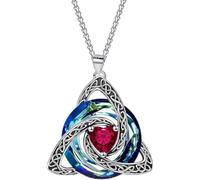 Halskette mit keltischem Triquetra-Knoten und Geburtsstein für Damen | Halskette mit Triquetra-Anhänger (keltischer Knoten) und Kristall - Schmuck für Damen, Geburtstagsgeschenk, Zirkonia