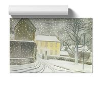 Halstead Road In Snow By Eric Ravilious | Unframed Wall Art Print | Ready to Frame Poster | Modern Home Decor Picture | Artwork for Living Room, Bedroom, Kitchen or Office | A4 (21 Ã- 29.7 cm)