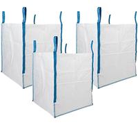 HALSTED Heavy Duty Builder's Bag - 200 Gallon White Woven Polypropylene Construction and Demolition Bulk Bag - Pack of 3