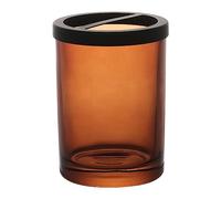 Halston Heritage H Halston Amber Glass Toothbrush Holder, Heavy Weight Thick Organizer,Bathroom, Vanity Countertop, Makeup Brush, The Freida Collection Bathroom Accessories Set Farmhouse Decor