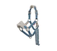 LeMieux Mini Vogue Headcollar & Leadrope - Perfect for Ponies - Adjustable at Curb and Poll - Ice Blue - Mini