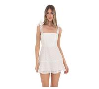 Halter Floral Dress Flower Print Mesh Spaghetti Strap Dresses Women Trendy Leace-up Sexy Slim A-line Mini Dress Female Fresh and Sweet Style(White,L)