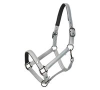Imperial Riding Headcollar IRH-Rebel - Shiny Satin Polyester, Heavy Duty Nylon Base, Black Metal Fittings & Logo Coin Detail, Stylish Premium Headcollar for Stable & Willow, Moonstone, Full