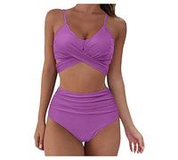 Halter Neck Bikini Set Sale, High Waisted Swimwear Sets, Halter Neck Vintage Criss Cross Bathing Suits Sexy Bikinis Halterneck Beach Wear Gifts for Women Warehouse Deals Clearance