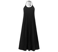 Halter Neck Dresses for Women UK Summer Pleated Maxi Dress Sleeveless Bohemian Sundresses Ladies Casual Swing Beach Cover Up Holiday Work Party Long Dresses Solid Color Beach Dress Black