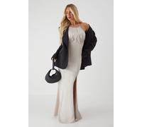 Halter Neck Split Hem Maxi Dress MissPap Champagne 14