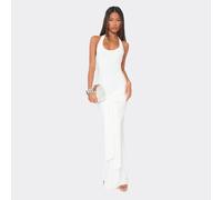 Halter Neck Tie Drape Maxi Dress In White, Women's Size UK 14