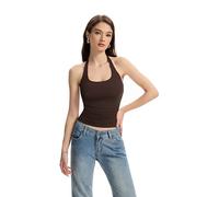Halter Tank Tops for Women Double Lined Backless Going Out Tops Trendy Y2K Summer Shirt, Brown, S