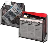 Halter Universal Steel Mesh Three Slot Standing File Organizer - Black - 2 Pack