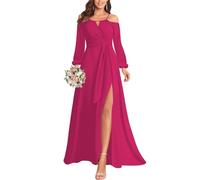 Halter Wedding Guest Dress Long A Line Backless Formal Elegant Evening Party Gowns for Women YIAX140 Fuchsia UK14