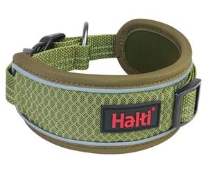 Halti Anatomy Dog Collar - Wide Design Collar for Pressure Relief, Soft and Neoprene Padded, Reflective and Adjustable, Matching Lead & Harness, Suitable for Large Dogs (Size L, Green)