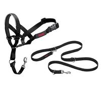 HALTI Headcollar Size 3, Black & HALTI Training Leash Size Large, Black Combination Pack - Stop Your Dog Pulling on the Leash. Adjustable, Lightweight with Padded Nose Band. Suitable for Medium Dogs