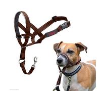 HALTI Headcollar - Stop Your Dog Pulling on the Lead. Adjustable, Reflective and Lightweight, with Padded Nose Band. Dog Training Anti-Pull Collar for Small Dogs (Size 1, Deep Walnut)