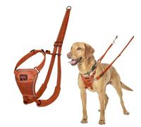 HALTI No Pull Anti-Pull Harness - Prevents Your Dog from Pulling on the Lead, Padded Chest and Leg Strap, Reflective Strap Material, Easy Adjustment and Use (Size M, Dark Orange)