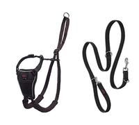 HALTI No Pull Harness Size Large & HALTI Training Leash Size Large, Black Combination Pack - Stop Your Dog Pulling on the Leash. Adjustable, Lightweight and Easy to Use. Suitable for Large Dogs