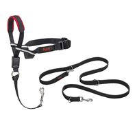 HALTI Optifit Headcollar Size Medium & HALTI Training Leash Size Large, Black Combination Pack - Stop Your Dog Pulling on the Leash. Adjustable with