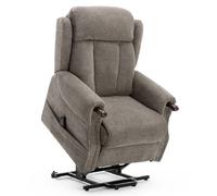 More4Homes Rise Recliner Chair With Dual Motor, Remote Control, Multi-Recline Positions And Pocket Storage In Brown Fabric
