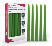 Haltons 50 Pack Tapered Dinner Candles Unscented Long Candlesticks, 7 Hour Burn Time Clean Burning (Green)