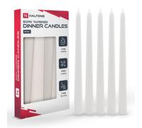 Haltons 50 Pack Tapered Dinner Candles Unscented Long Candlesticks, 7 Hour Burn Time Clean Burning (White)