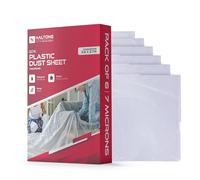 Haltons 6 Pack White LDPE Dust Sheets (3.6x2.7m, 7μm), Durable Plastic Dust Sheet for Decorating, Furniture & Floor Protection, Plastic Sheet for Painting, Renovation, and Debris Covering