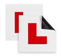 Haltons by Keplin Magnetic L Plates for Cars Pack of 2 - UK DVSA Compliant Learner Driver Plates, Full Magnetic Backing Strong Hold, Waterproof PVC, 17.8 x 17.8 cm Road Legal Signs