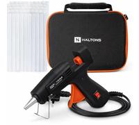 Haltons Hot Glue Gun, 20W Safe Electric Gun with 50 Melt Glue Sticks (150mm x 7mm), Perfect for DIY, Arts, Crafts and Repair, Compatible with Wood, Glass, Metal, Plastic & Fabric (Black)