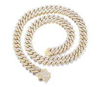 HALUKAKAH 18k Real Gold Plated Diamond Cuban Link Necklace for Men - Over 1000 Lab Diamonds Handset - Wide 12mm Length 45cm - With Giftbox