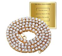HALUKAKAH 18K Real Gold Plated Tennis Chain Necklace - Luxury Sparkling Jewelry for Kids - Chain Length 40cm - with Giftcard - Stylish Accessories for Everyday Glam,Birthday,Party
