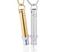 HALUKAKAH 2pcs 528 Hz & 417Hz Breathing Necklace Set | Mindful Meditation Tuning | Anxiety and Stress Relief Whistle Necklace | Sound Therapy and Breathwork, Gold & Platinum