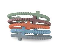 HALUKAKAH 5pcs Jesus Cross Bracelets Set For Kid Boys Teens - Share Faith with Ease! | Family Bond, Catholic Gifts, Team Bracelets | Eco-Friendly Silicone, USA Design | Saturn | 17cm Size S