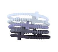 HALUKAKAH 5pcs Jesus Cross Bracelets Set For Kid Boys Teens - Share Faith with Ease! | Family Bond, Catholic Gifts, Team Bracelets | Eco-Friendly Silicone, USA Design | Divine Mist | 17cm Size S