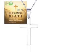 Halukakah 925 Sterling Silver Cross Necklace Medal for Men and Teens -Religious Jewelry Pendant Medallion with 45cm Chain -For Protection,Religious Occasions,and Gifts,Includes Bible Card and Gift Box