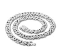 HALUKAKAH Baby Toddler Cuban Link Chain - TYCOON JUNIOR - Kid's 18k Real Gold/Platinum White Gold Plated Chain Bracelet Necklace Small Size,Lab Diamonds Prong Set,Fits Ages 2-5 Y/O. with Giftbox