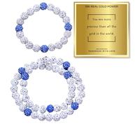 Halukakah Boys' Ice Collection Jewelry Stretchable Baseball Chains,Necklace 43cm+Bracelet 18cm,Arctic Blue White Dazzling Diamonds Handset,Sports & Casual Occasions,Birthday Party Events Gift for Kids