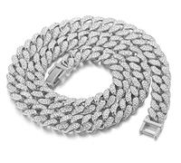 HALUKAKAH Cuban Link Chain for Men Iced Out,15MM/20MM Men's Gold Chain Miami 18k Real Gold Plated/Platinum White Gold Finish Choker Necklace Bracelet,Full Cz Diamond Cut Prong Set,Gift for Him
