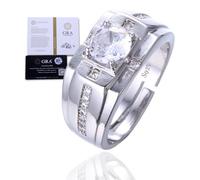 HALUKAKAH D Color 1.0 ct Men's Moissanite Ring Cross Pattern,1 Carat Lab Grown Diamond with Certificate,Platinum Plated Sterling Silver,Adjustable Size,Timeless Present for Husband,Boyfriend,Birthday