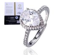 HALUKAKAH D Color 3.0 ct Women's Moissanite Ring Waterdrop,3 Carats Lab Grown Diamond with Certificate,Platinum Plated Sterling Silver,Adjustable Size,Timeless Present for Wife,Girlfriend,Birthday