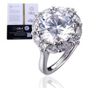 HALUKAKAH D Color 5.0 ct Women's Moissanite Ring Luxury,5 Carats Lab Grown Diamond with Certificate,Platinum Plated Sterling Silver,Adjustable Size,Timeless Present for Wife,Girlfriend,Birthday