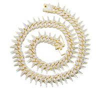 HALUKAKAH Diamond Gold Chain for Men Iced Out,19MM Thorn Design 18k Real Gold Plated Necklace 50cm,Full Cz Diamond Cut Prong Set,Gift for Him