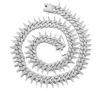 HALUKAKAH Diamond Gold Chain for Men Iced Out,19MM Thorn Design Platinum White Gold Finish Necklace 45cm,Full Cz Diamond Cut Prong Set,Gift for Him