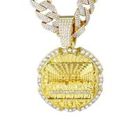 HALUKAKAH Diamond Last Supper Necklace for Men, 18k Real Gold Plated, Lab Diamonds Prong Set Pendant with 15MM Diamond Cuban Link Chain 50cm, Religious Present for Husband, Son, Boyfriend