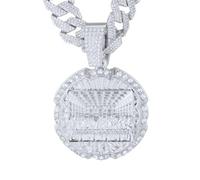 HALUKAKAH Diamond Last Supper Necklace for Men, Platinum Plated, Lab Diamonds Prong Set Pendant with 15MM Diamond Cuban Link Chain 50cm, Religious Present for Husband, Son, Boyfriend