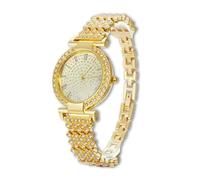 HALUKAKAH Diamonds Gold Watch Iced Out for Boy Teens Kids - 18K Real Gold Plated, 31mm Round Dial, Japanese Quartz - 20.5cm Length - for Birthday, Parties