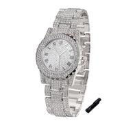 HALUKAKAH Diamonds Gold Watch Iced Out for Boy Teens Kids - Platinum Plated, 39mm Round Dial, Japanese Quartz - 19cm Length - for Birthday, Parties