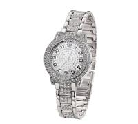 HALUKAKAH Diamonds Gold Watch Iced Out for Boy Teens Kids - Platinum Plated, Arabic Numerals Round Dial, Japanese Quartz - 19.5cm Length - for Birthday, Parties