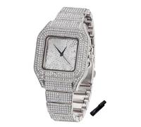 HALUKAKAH Diamonds Gold Watch Iced Out for Boy Teens Kids - Platinum Plated, Arabic Numerals Square Dial, Japanese Quartz - 18.5 Length - for Birthday, Parties