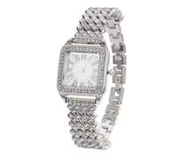 HALUKAKAH Diamonds Gold Watch Iced Out for Boy Teens Kids - Platinum Plated, Square Roman Numeral Dial, Japanese Quartz - 19.5cm Length - for Birthday, Parties