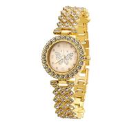 HALUKAKAH Diamonds Gold Watch Iced Out for Girl Teens Kids - 18K Real Gold Plated, 29mm Butterfly Pattern Dial, Japanese Quartz - 19.5cm Length - for Birthday, Parties